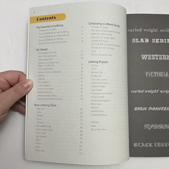 Awesome Book of Hand and Chalk Lettering Paperback How To Book by Dina Rodriguez - Picture 3 of 9